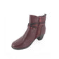 Bordeaux Block Heel Boot with Ring Detail