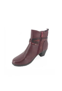 Bordeaux Block Heel Boot with Ring Detail