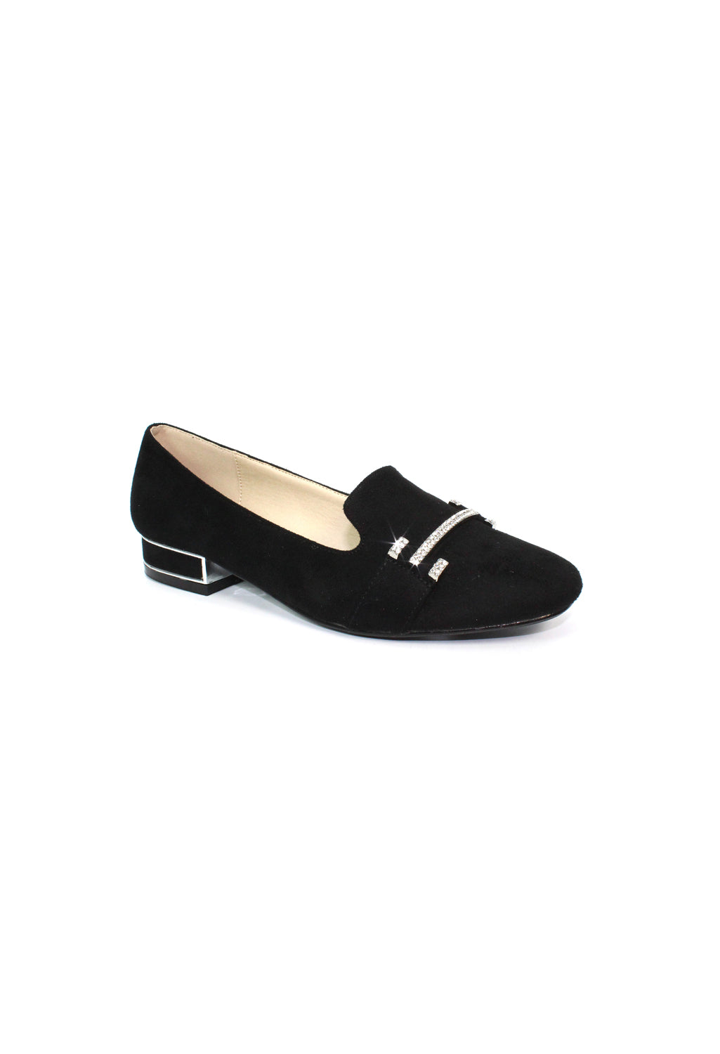 Black Flat Pump with Diamond Detail