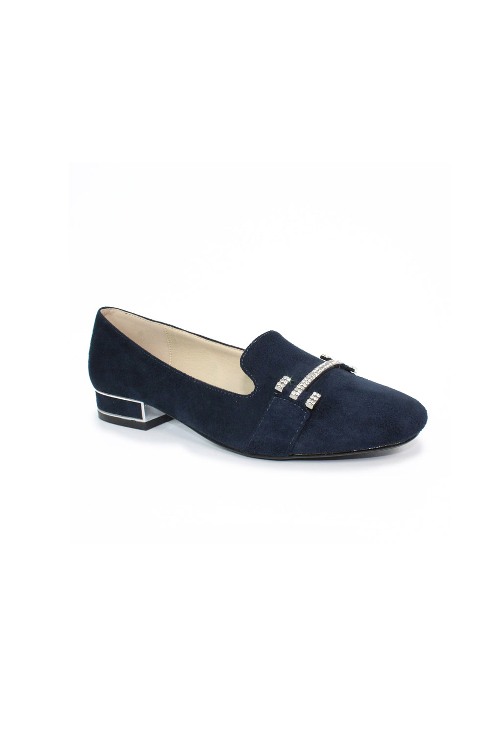 Navy Flat Pump with Diamond Detail