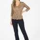 Khaki/Gold Pattern V Neck Top