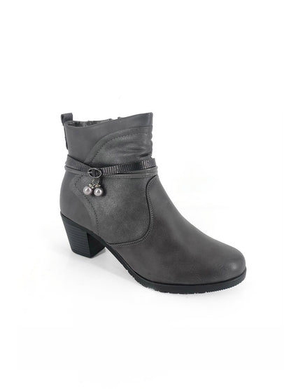 Grey Block Heel Ankle Boots