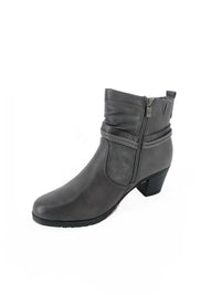 Grey Block Heel Ankle Boots