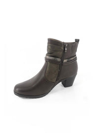 Brown Block Heel Ankle Boots