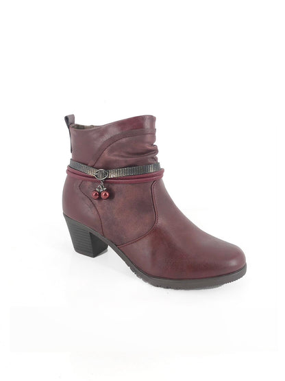 Red Block Heel Ankle Boots