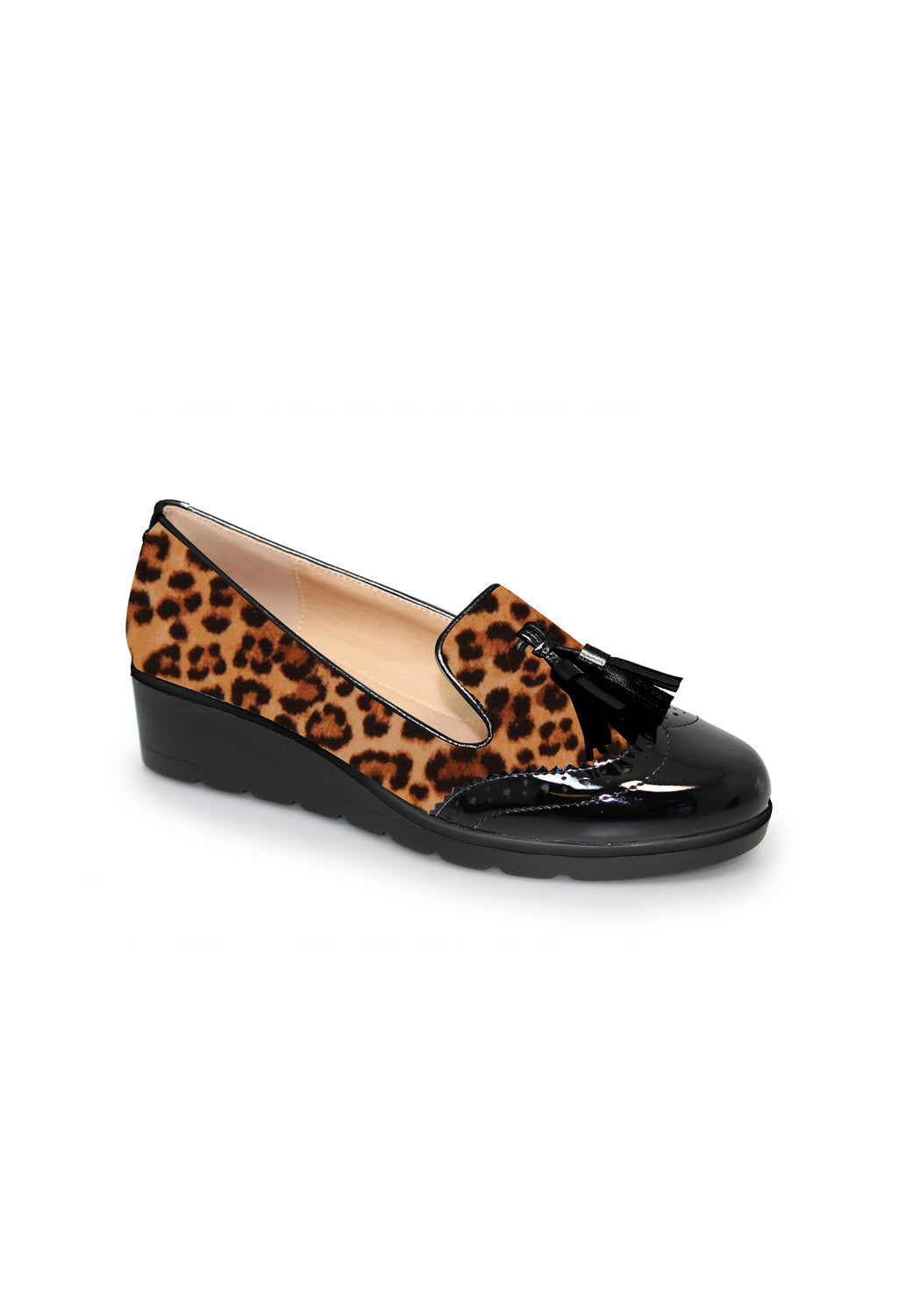 Leopard Print Low Wedge Tassel Loafer