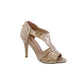 Beige Metallic High Heel Peep Toe Shoe