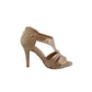 Beige Metallic High Heel Peep Toe Shoe