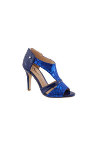 Blue Metallic High Heel Peep Toe Shoe