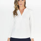 White Textured Polo Top