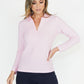 Pink Textured Polo Top