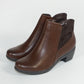 Brown Block Cushion Heel Plain Boots