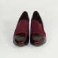 Wine Elasticated Slip On Block Heel