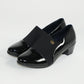 Black Elasticated Slip On Block Heel