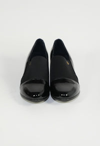 Black Elasticated Slip On Block Heel