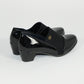 Black Elasticated Slip On Block Heel