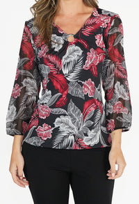 Red and Black Pattern Top