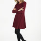 Wine Ribbed Fit and Flare Dress