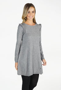 Grey Fit and Flare Knit Dress