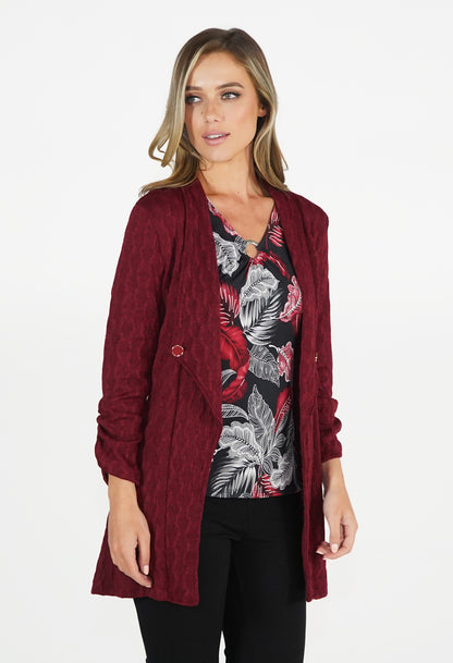 Bordeaux Red Knit Cardigan