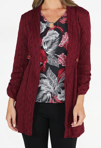 Bordeaux Red Knit Cardigan