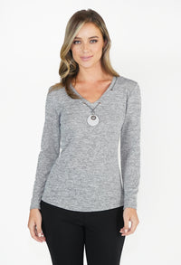 Grey Top With Pendant Detail