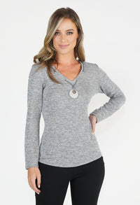 Grey Top With Pendant Detail