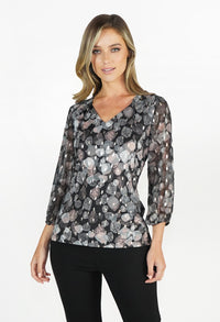 Grey Black Pattern Top