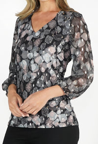 Grey Black Pattern Top