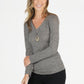 Taupe V Neck Top with Necklace Detail