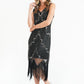 Black Sequined Fringed Hem Dress