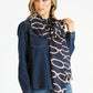 Navy Chain Print Scarf