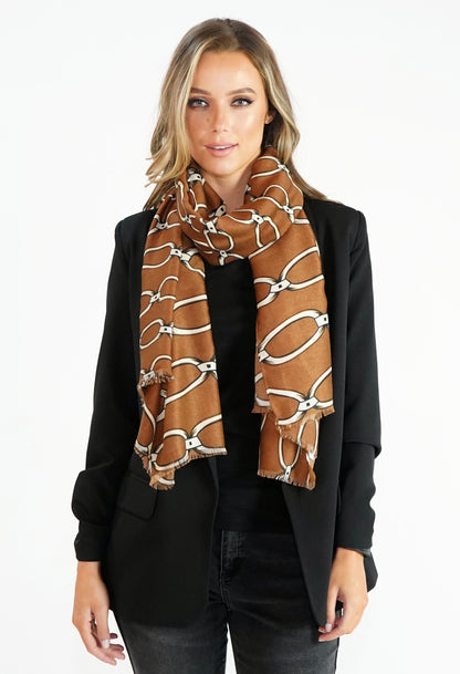 Tan Chain Print Scarf