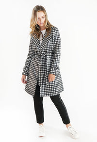 Black and White Houndstooth Coat