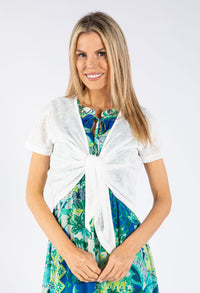 Tie Front Short Sleeve Shawl