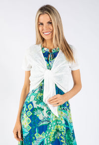 Tie Front Short Sleeve Shawl