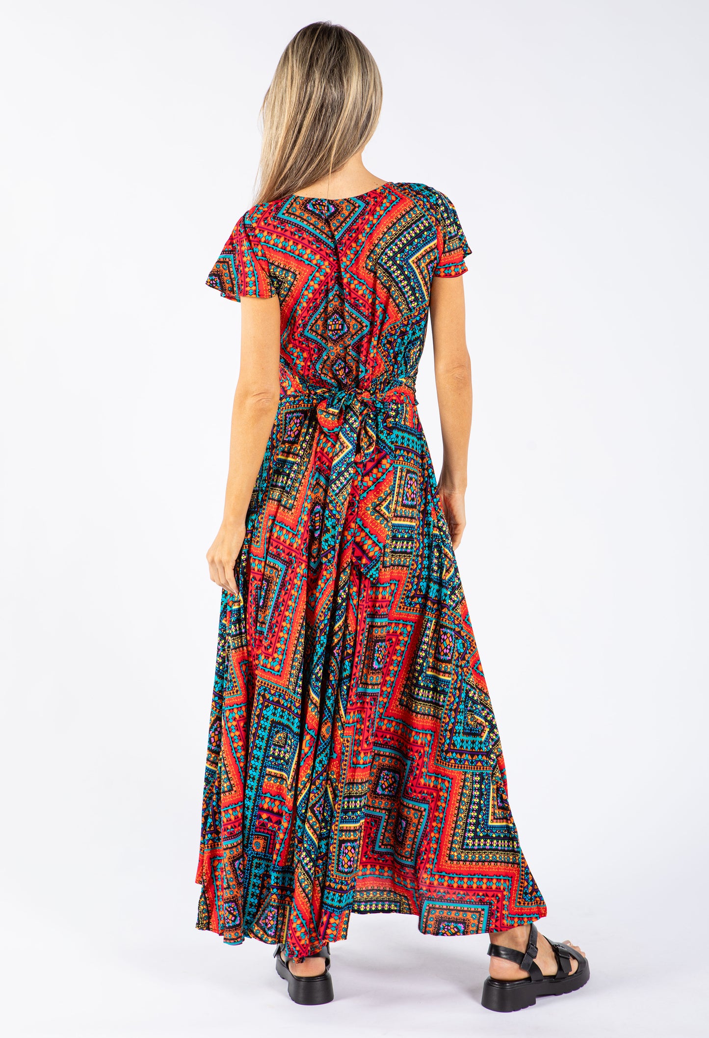 Aztec Print V Neckline Dress