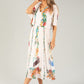 Artistic Print Plisse Pop Over Dress