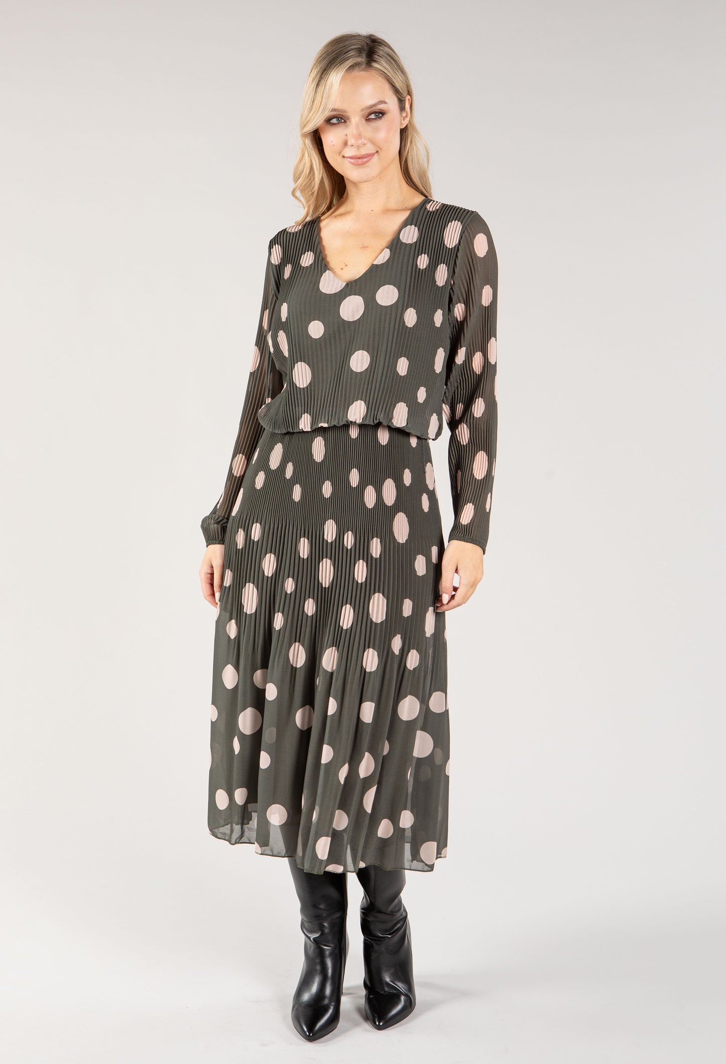 Polka Dot Plisse Pop Over Dress