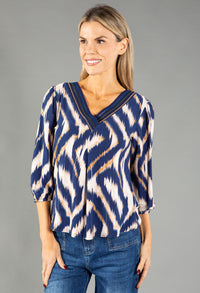 Patterned V Neck Top