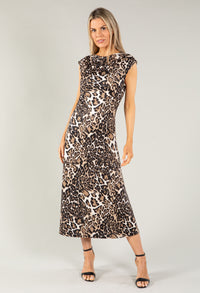 Ruched Leopard Print Dress