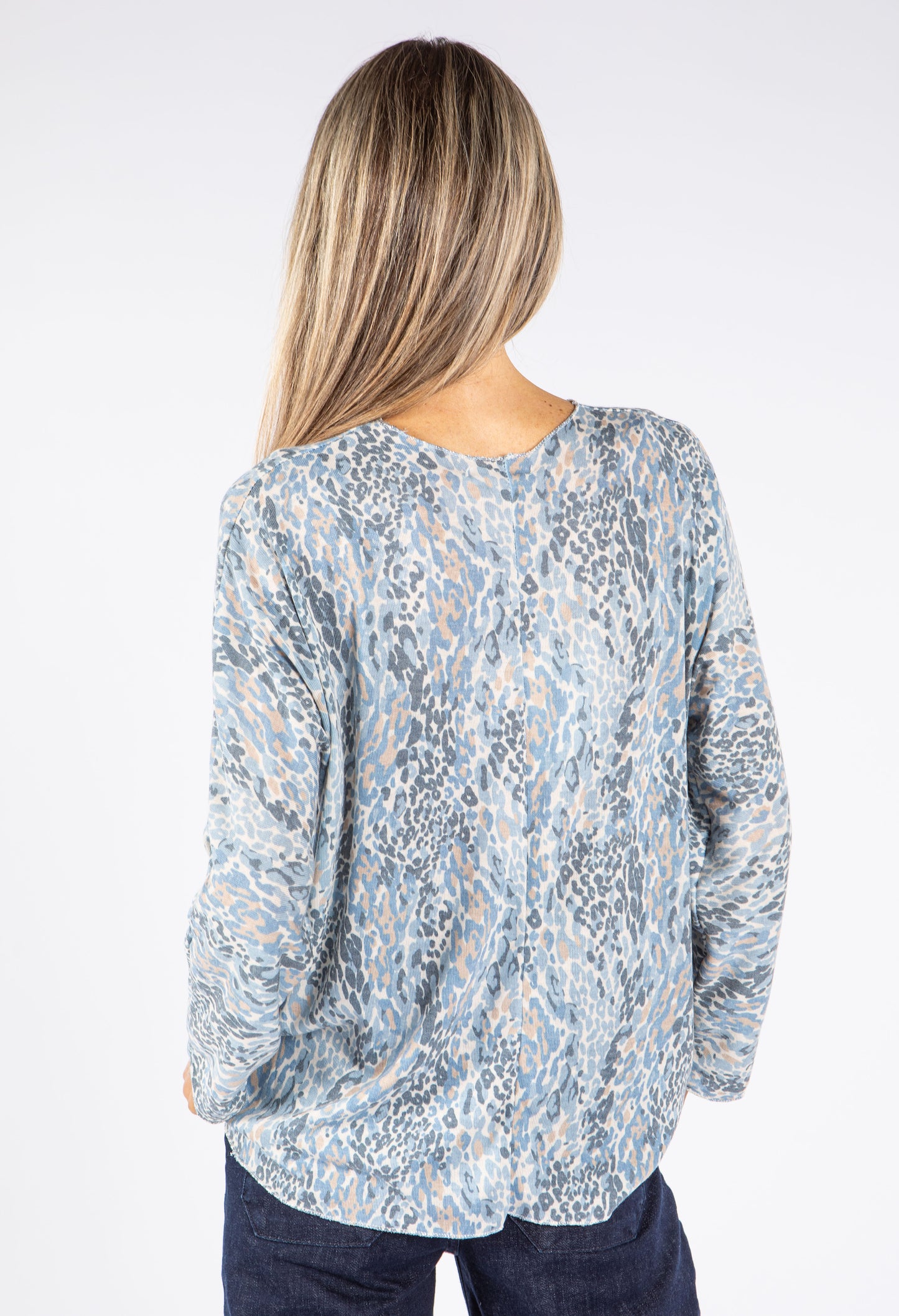 Animal Print Fine Knit Pullover