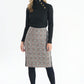 Beige Checked Pencil Skirt with Side Stripe