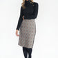 Beige Checked Pencil Skirt with Side Stripe