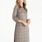 Beige Checked Dress with Side Stripe