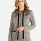 Beige Checked Jacket with Velvet Zip and Pocket Detail