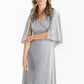 Silver Metallic Cape Effect Dress