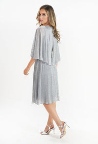 Silver Metallic Cape Effect Dress