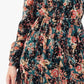 Green/Orange Floral Dress With Velvet Detail