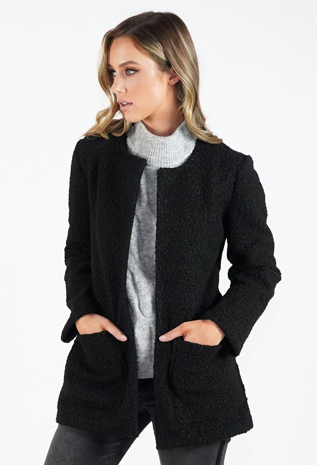 Cosy Collarless Jacket-1